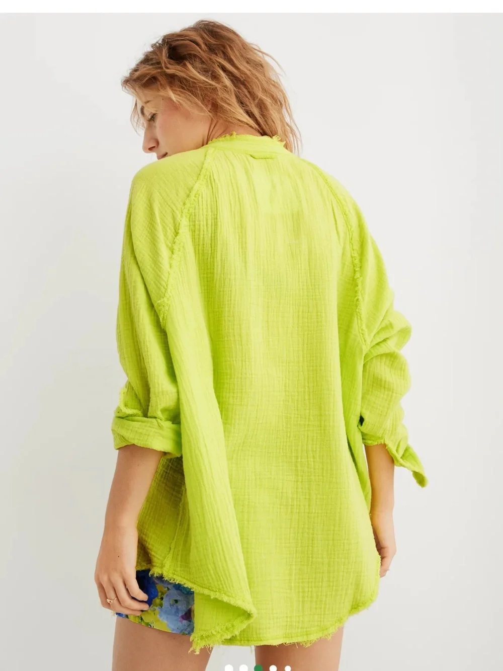 aerie Neon Lime Gauze Button-Front Swim Coverup - Picture 12 of 13